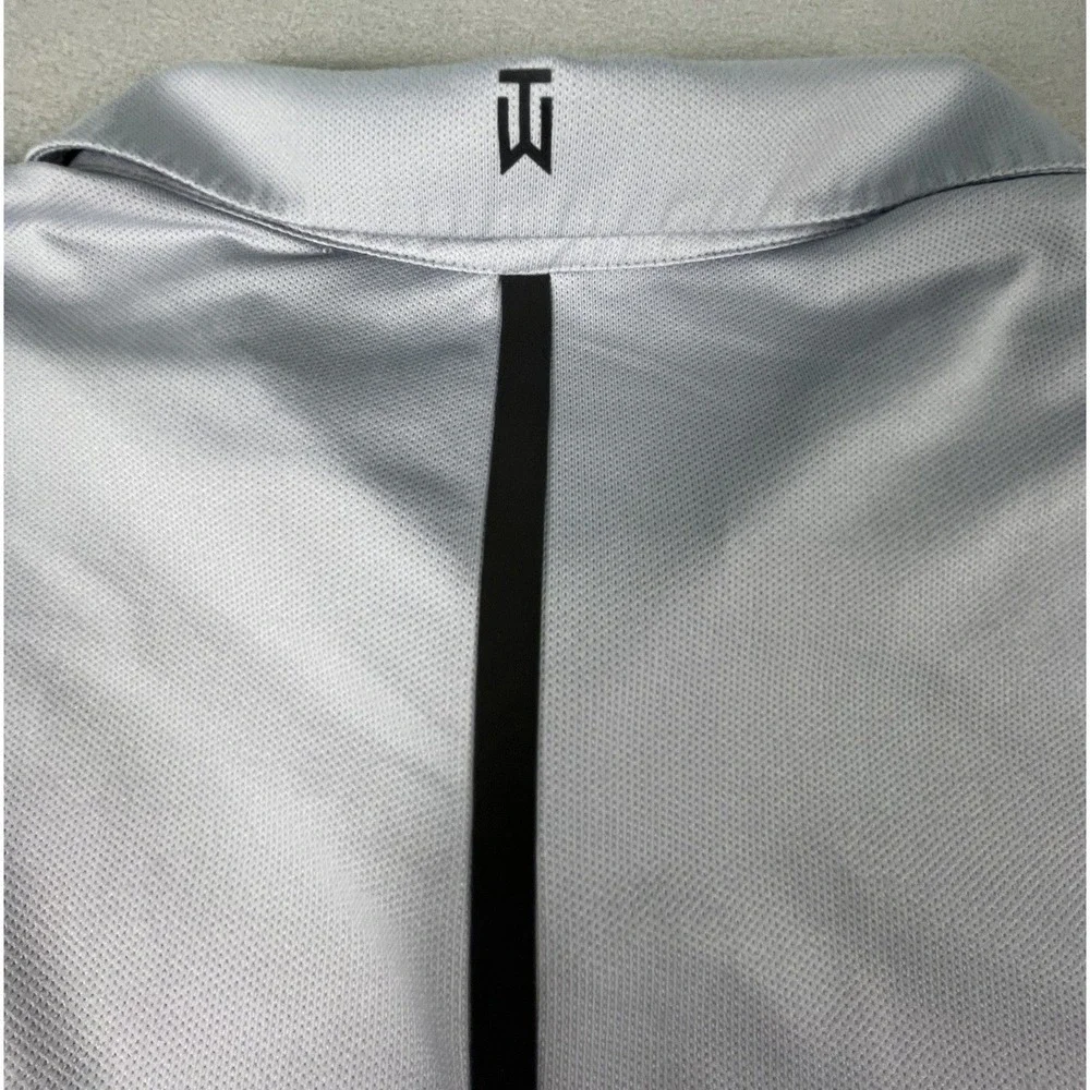 Nike Polo Mens L‎ Grey Tiger Woods Collection Dri-FIT Chevron Golf Shirt